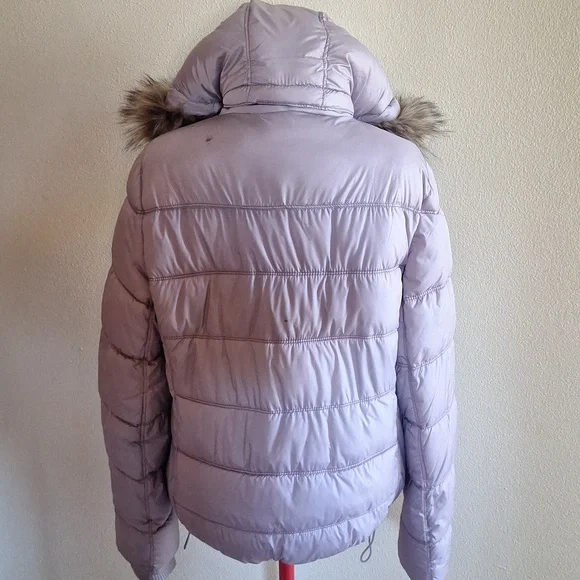 Y2K American Eagle Outfitters Lavendar Faux Fur Removable Hood Size XL/TG - Picture 2 of 12